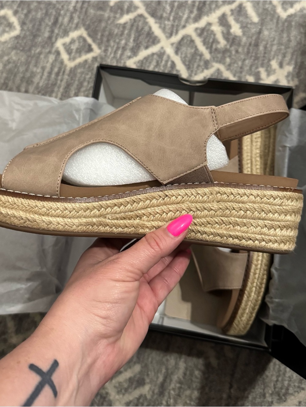 Corkys Taupe Espadrille Platform Slingback Sandals - Picture 2 of 5